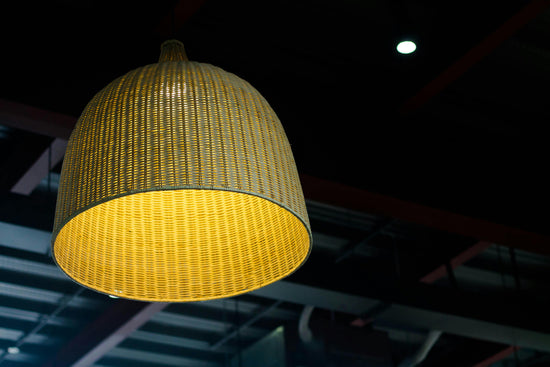 Minimalist handwoven bamboo lampshade – sustainable lighting design from Vietnam