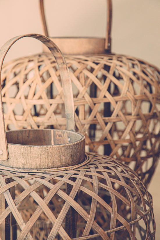 Handcrafted rattan lantern showing detailed weaving by Vietnamese artisans – EcoLuxLiven handmade décor